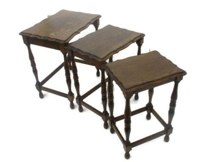 Set of 3 Mid Century Wooden Stacking Nesting Tables Side Coffee Tables 50s