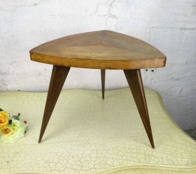 Mini Mid Century Modern Danish Modern Tripod Teak Small Side Table Plant stand