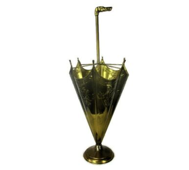 Greyhound Dog Umbrella Kane Stand Hammered Brass 40s Mid Century Modern French