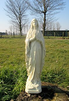Large White Virgin Mary Madonna Plaster Church Chapel Statuette Lovely 25.39"