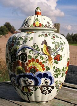Small Polychrome Delft Vase Urn Marked hand painted Beautiful