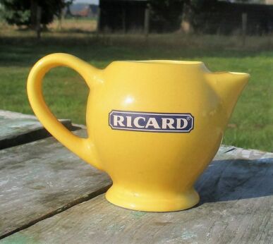 Small Yellow Ricard Pitcher Ceramic France French Authentic Apero Marked