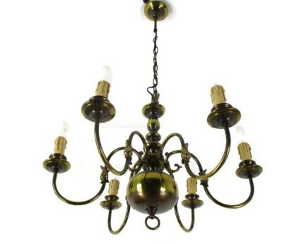 Flemish Dutch Chandelier 6 Arm Lights Brass Eagle Barn Farm Countryhouse Style