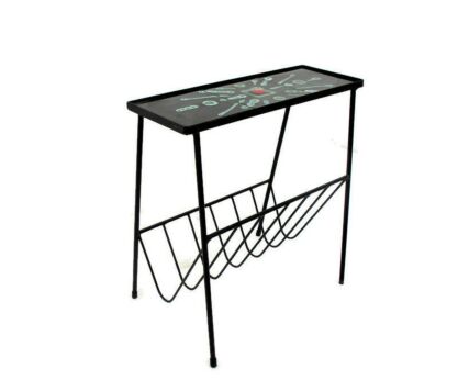 Vintage Mid Century Modern Magazine Newspaper Basket Rack Side Table Ceramic Tiles Mosa Holland