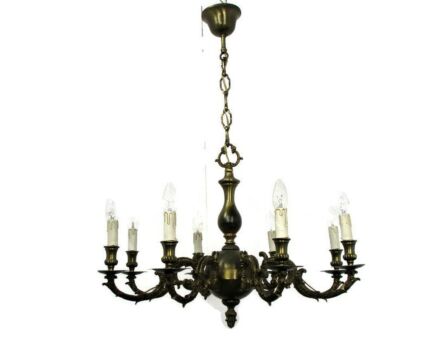 Impressive Chandelier Bronze 8 Lights Arm Ornate Hollywood Regency Decorative