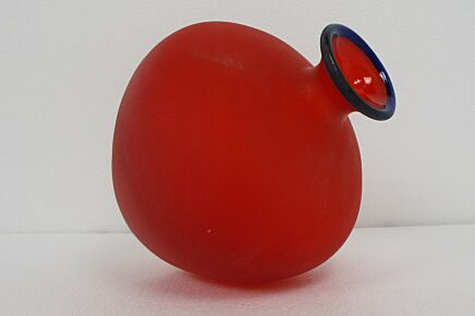 Vintage Venice  Art Glass Italian Murano Vase Red Blue  Linea Padovan Signed