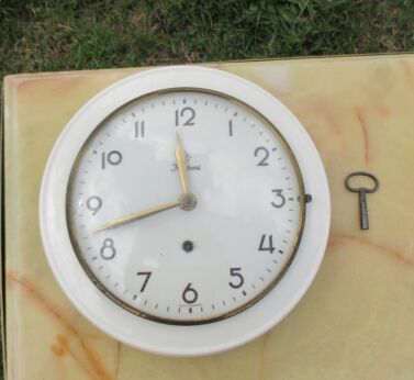 Vintage Mid Century Junghans Kitchen Wall Clock Ceramic Germany Working White