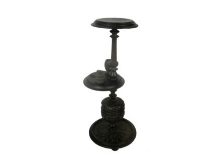 Hand Carved wood 2 Tier Pedestal Table Plant Stand Smokers Table Gorgeous