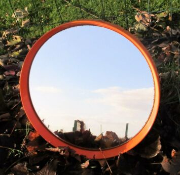 Retro Vintage Round Orange Mirror Seventies Authentic