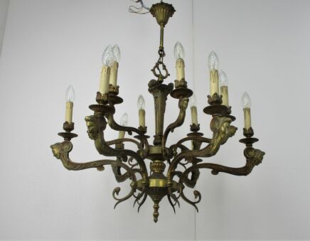 Impressive Carriatides Mermaids Chandelier Brass 12 Lights Arm Gorgeous