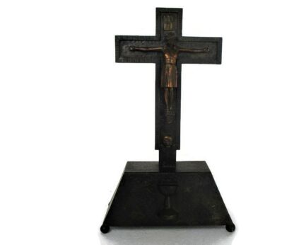 Large Standing Crucifix Cross Copper Iron Modernist Gorgeous Rare Jesus Christ
