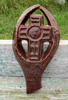 Mid Century Design Ceramic Modern Crucifix Ceramics Brown Form Fish Lovely