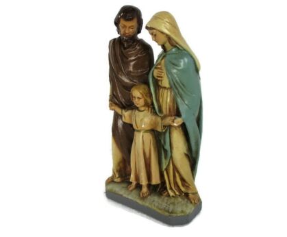 Beautiful Statue Holy Family Virgin Mary Saint Joseph Infant child Blessed Virgin Plaster Polychrome Sweet