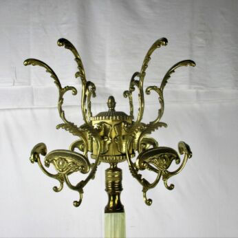 Mid Century Onyx Marble Brass Hall Tree Coat Hat Rack Stand Hollywood regency