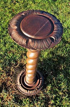 Antique XL Hand Carved Wood Barley Twist Pedestal Display Table Plant Stand 39"