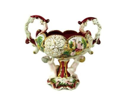 L Capodimonte Italian Centerpiece Porcelain Putti Angels Ornate Decorative WOW
