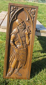 Hand Carved Wood Panel Hand made Knight Decorative Flanders