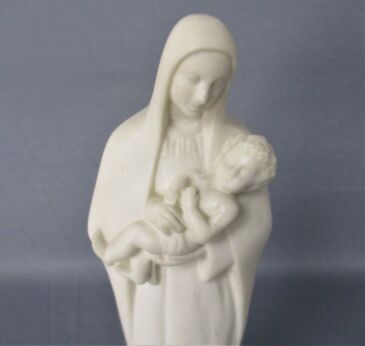 French Virgin Mary Madonna Blessed Virgin Infant Jesus Gorgeous Figurine Statue Resin signed B Fauth