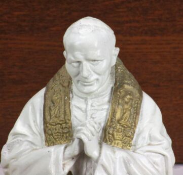 Lovely Vintage Bust Pope John Paul II Statue Polychrome Plaster