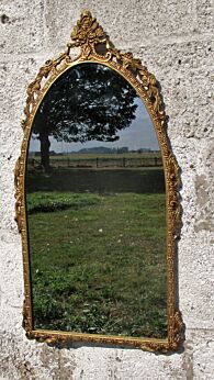 Large Rococo Mirror Hollywood Regency Style Ornate Brass Rose Vanity Dresser