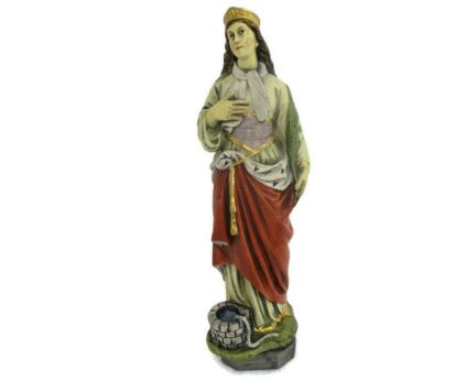 Statue St Saint Godelieve Godeleva Gedelina Martyr Patron Saint bad Marriages HTF Extremely Rare Figurine Stoneware 11.22"   