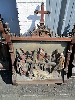 Antique Very Large Stations of the Cross 14 Pieces Church 3D Gothic Statue HTF