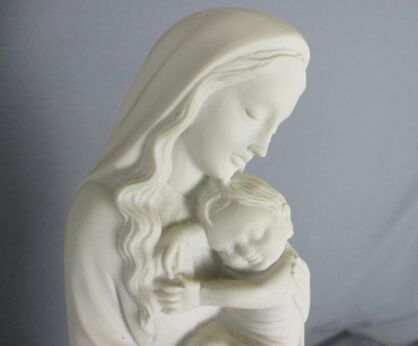 French Virgin Mary Madonna Blessed Virgin Infant Jesus Statue Resin Marked