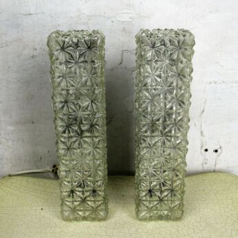 Couple Bubbled Glass Flush mount Sconces Fixture Lamp Erco Mid Century Modern