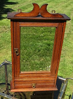 Antique Massive Oak medicine bathroom Cabinet Beveled Glass mirror