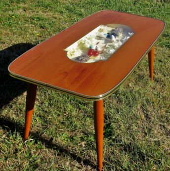 Mid Century Modern Coffee Side Table Teak Florentine Hollywood Regency Birds