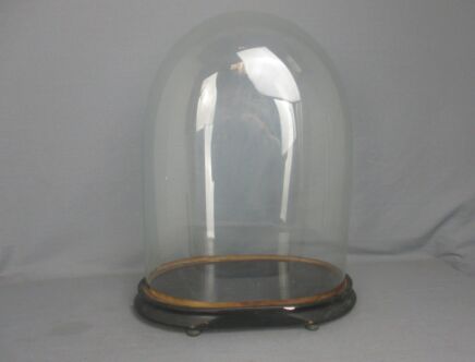 Antique Victorian Oval Hand Blown Glass Globe Dome Doll Clock 19.09" 13.77"
