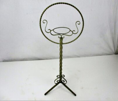Vintage Wrought Iron Decorative Plant Pot Holder Gold Paint Tripod