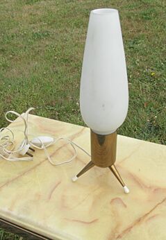 Vintage Mid Century Oak Tripod Table Desk Lamp Retro