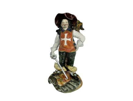 Vintage Porcelain Figurine Statue Capodimonte Italy Musketeer Sword Lovely