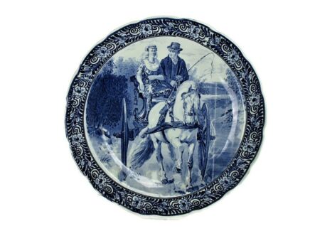Boch Delft Blue Hand Painted Wall Charger Plate Hanging Blue White Carriage Traditional Marriage Wedding Royal SPhinx Maastricht