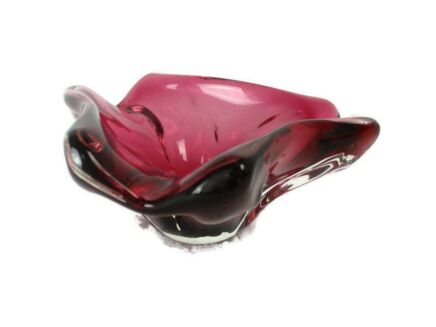 Italian Cranberry   Bowl Dish Centerpiece Basket era Murano Seguso Art Glass Small