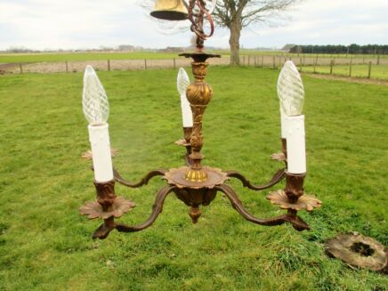 Vintage Ornate Brass 5 Arm Chandelier Lights Lovely
