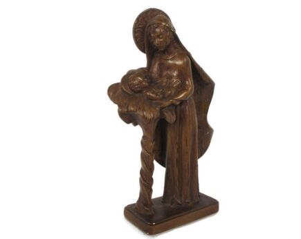 Statue Virgin Mary Our Lady Madonna Infant Jesus Plaster Nativity Manger Newborn baby Sweet