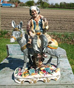 Vintage Capodimonte Figurine Old man Mule Nono Italy Authentic Marked