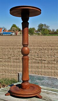 Vintage Hand Carved Wood Pedestal Display Table Plant Stand 23.22"