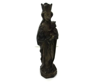 Statue Our Lady of Tongeren Black Madonna Infant Jesus Grapes Collector Signed