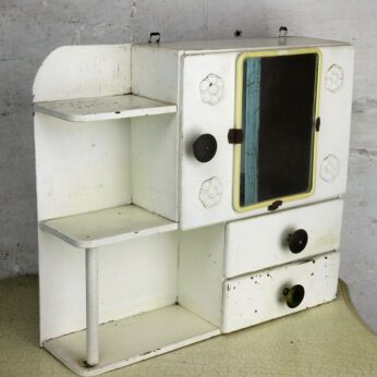 Vintage French Provincial White Wood Medicine Wall Cabinet Apothecary Romantic