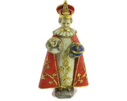 Statue Infant of Prague Infant Jesus Santo Nino Polystone Stoneware  Lovely Rare 12.59"