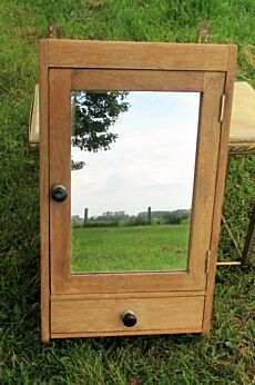 Vintage Medicine Kitchen Wall Cabinet Apothecary Mirror pale wood