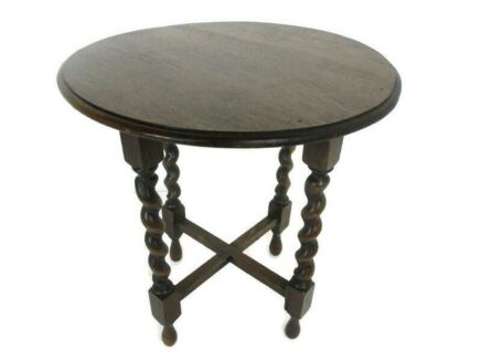Barley Twist Wooden Side Display Coffee Table Ornate Pedestal Plant Stand Barn Country Farmhouse style