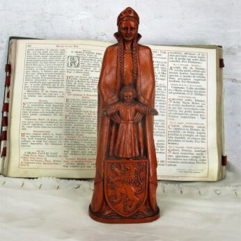 Statue Virgin Mary Madonna Infant Child Terracotta Flanders Lion Shield Rare HTF