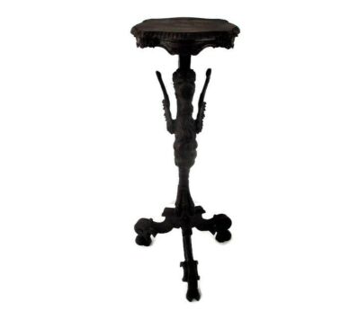 ACCOMPTE 2 LUCRECE Gothic Winged Dragon Hand Carved Wood Pedestal Plant Flower Stand Mythological