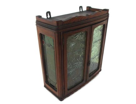 Kitchen Apothecary Bathroom Pharmacy Cabinet Bubbled and Leaded Glass Gorgeous