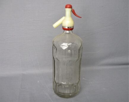 Vintage Seltzer Bottle Etched Clear Fluted Glass Cooperative Wholesale Society