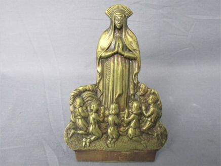 Standing Brass Plaque Notre Dame Our Lady de Beauraing Collector HTF 5.9"